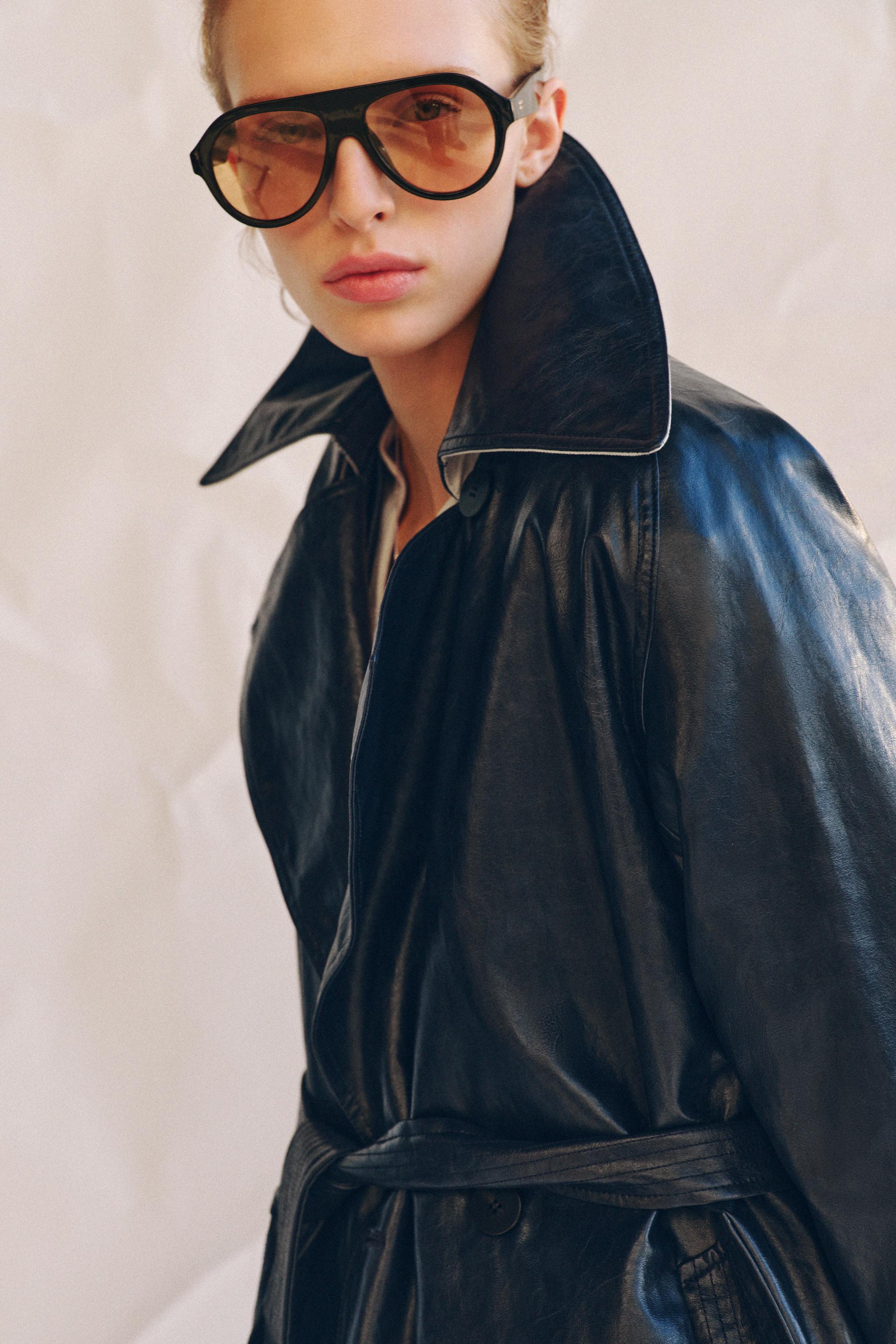 OVERSIZED FAUX LEATHER TRENCH COAT ZW COLLECTION